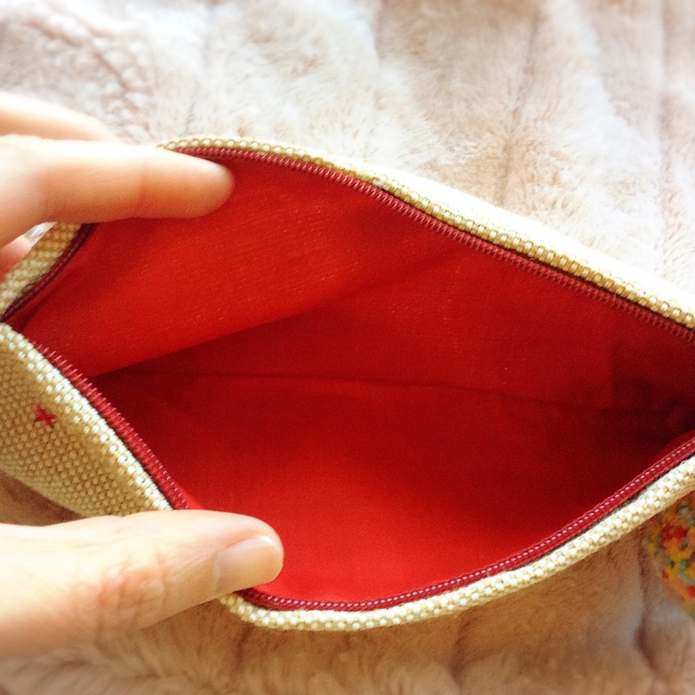 Tan Pencil Case with Pom Pom - Picture 6 of 8